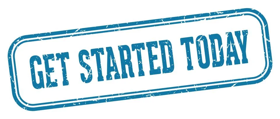 Get started today stamp. get started today rectangular stamp on white backg.. Stock Illustration