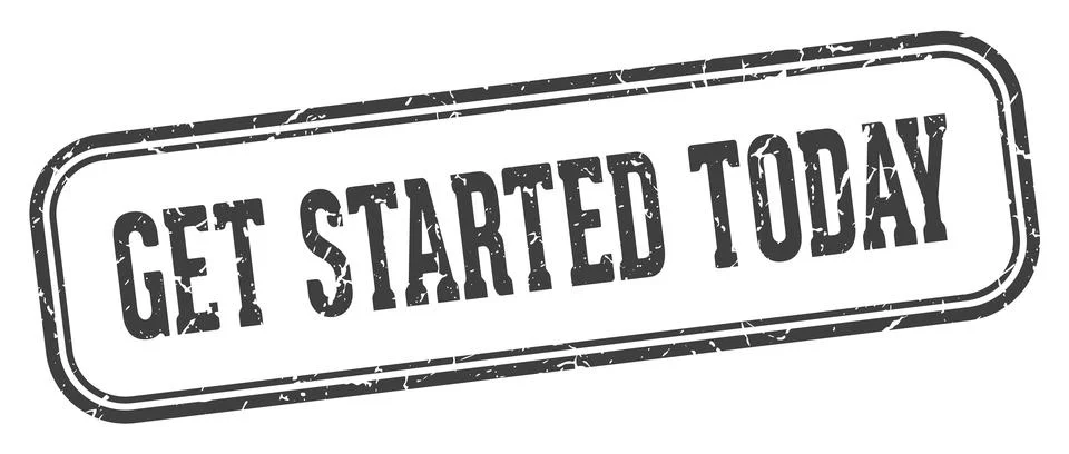 Get started today stamp. get started today rectangular stamp on white backg.. Stock Illustration