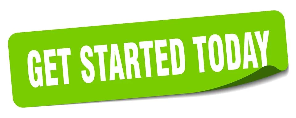 Get started today sticker. get started today label Stock Illustration
