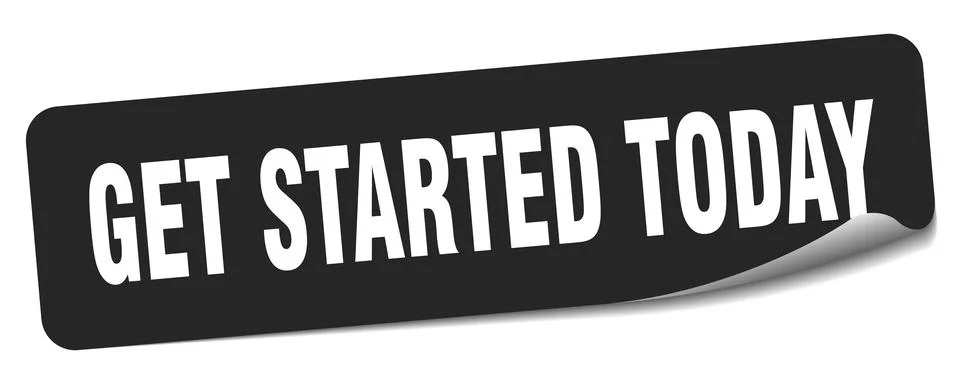 Get started today sticker. get started today label Stock Illustration