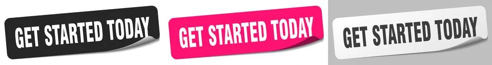 Get started today sticker. get started today sticker set on white background Stock Illustration