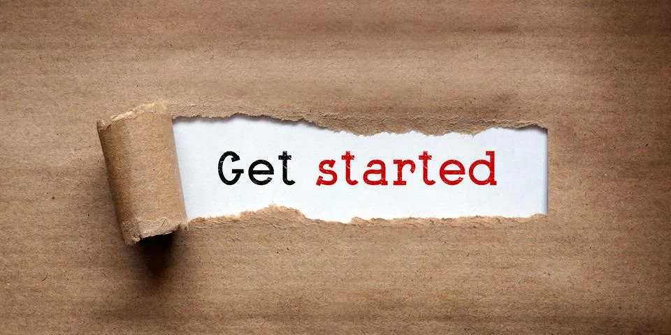Get started - torn strip of brown kraft paper Stock Illustration