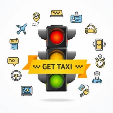 Get Taxi Concept. Vector Illustrazione stock