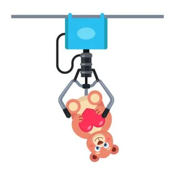 Get a toy from the machine with an iron hook. Stock Illustration