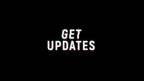 Get updates text animated word with retro glitch effect black background 스톡 동영상 313461211