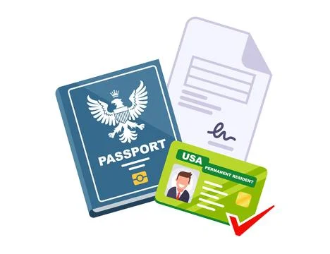 Get us green card document. documents for getting passport Stock-Illustration