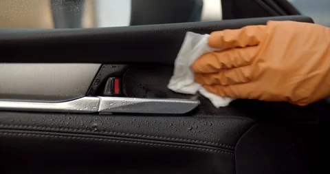 Get a vehicle desinfected to Prevent the Spread of COVID-19 Stock Footage 128322983