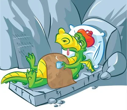Get well soon dragon 스톡 일러스트