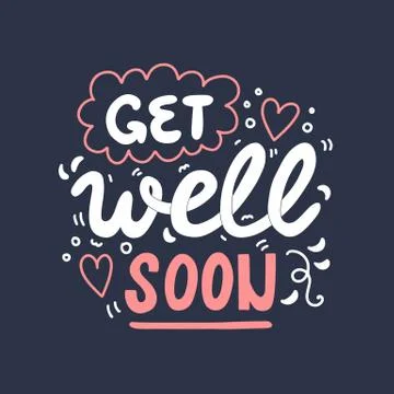 Get well soon, vector hand drawn lettering 스톡 일러스트