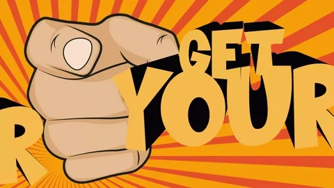 Get Your Booster pointing finger comic animation on a sunburst background Stock Footage 167737083
