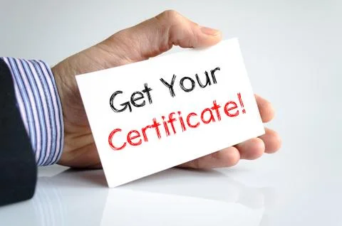 Get your certificate text concept Stock Photos