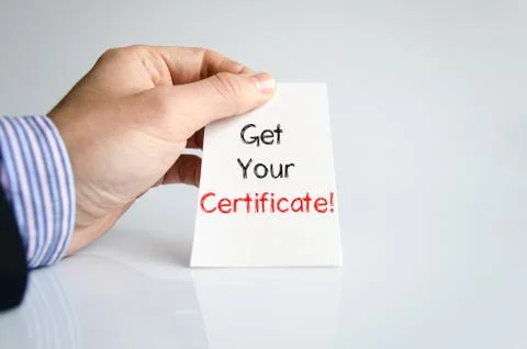 Get your certificate text concept Stock Photos
