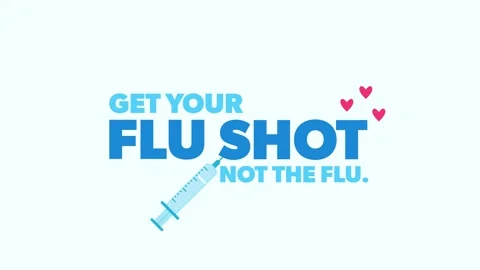 Get your flu shot, not the flu. Motion video with vaccine syringe and text. Stock Footage 302846830