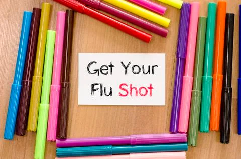 Get your flu shot text concept Stock Photos