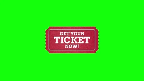 Get your ticket now animation. Admission pass with green screen Stock Footage 307688777