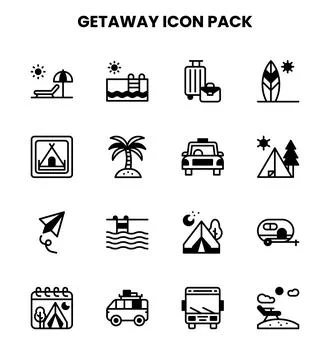 Getaway DuoTone Scalable Icons Pack Stock Illustration