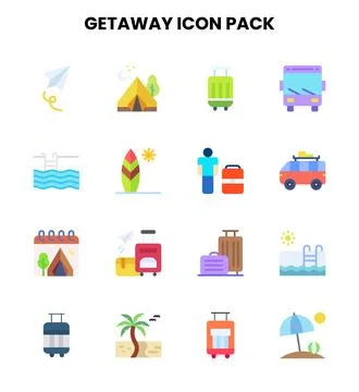 Getaway Flat Icons Pack Stock Illustration