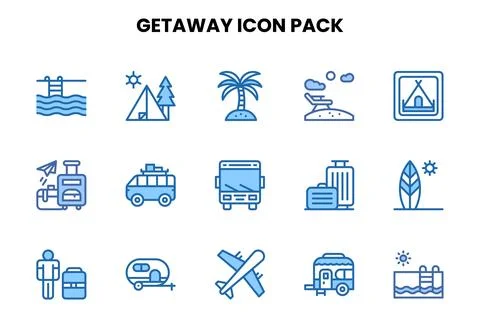 Getaway Two Colour Bundle Icons Pack Ilustração Stock