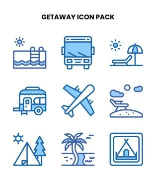 Getaway Two Colour Graphics Icons Pack Stock Illustration