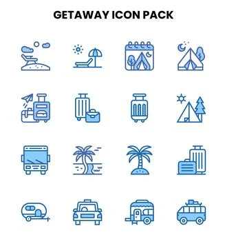 Getaway Two Colour Vector Icons Pack Ilustração Stock