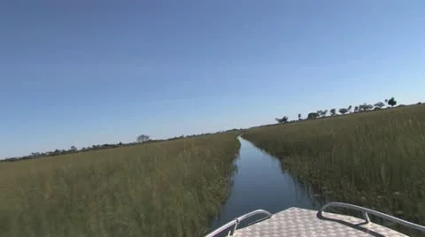 Getting Around the Okavango Delta during its Annual Flood - 3 Stock Footage 22148369
