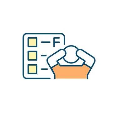 Getting bad grades in school RGB color icon Stock Illustration