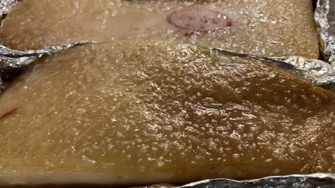 Getting belly pork ready into the oven to make most crispy pork Stock Footage 220108394