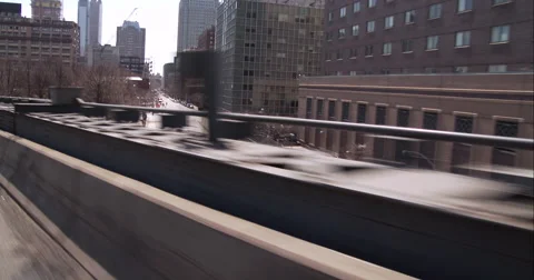 Getting off the Brooklyn Bridge into Brooklyn Heights Stock Footage 51263106