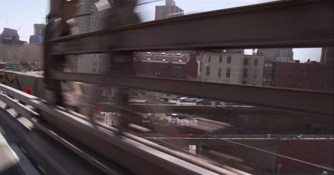 Getting off the Brooklyn Bridge into Brooklyn Heights Stock Footage 51267822