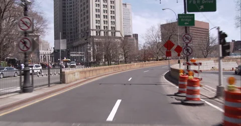 Getting onto the Brooklyn Bridge to go to Brooklyn Stock Footage 51258414