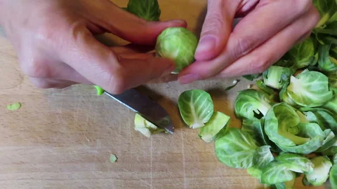 Getting Brussels Sprouts Cook-Ready Video stock 247050534