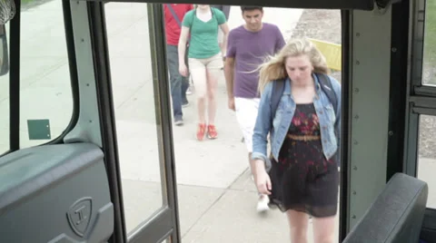 Getting on bus Stock Footage 30466549