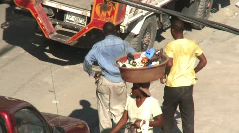 Getting on a Bus in Haiti Stock Footage 23805622