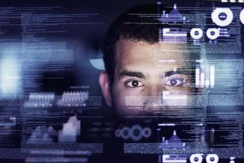 Getting deep into the code. Cropped shot of a young computer programmer looking Stock-Fotos