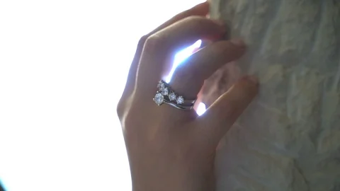 Getting diamond rings. closeup of diamond solitaire ring. cinematic close-up Stock Footage 118683409