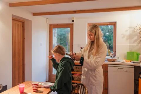 Getting Dressed for School Stock Photos