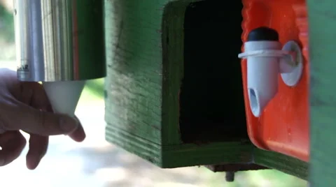 Getting A Drink of Water Stock Footage 1808507