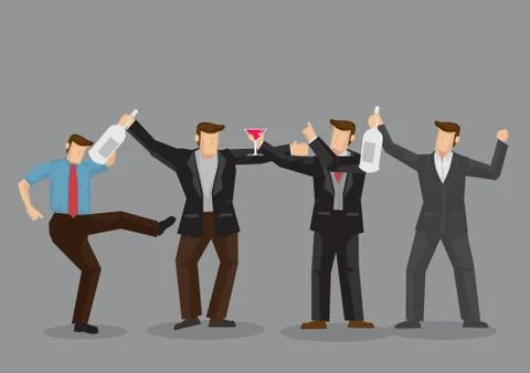 Getting Drunk at Parties Cartoon Vector Illustration Stock Illustration