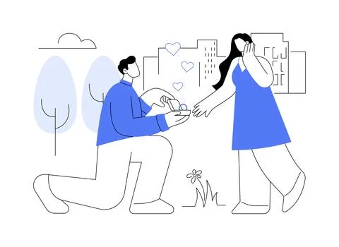 Getting engaged isolated cartoon vector illustrations. Ilustración de archivo