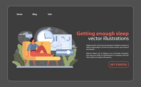 Getting Enough Sleep scene. A calm atmosphere with a woman relaxing on a couch. Ilustração Stock