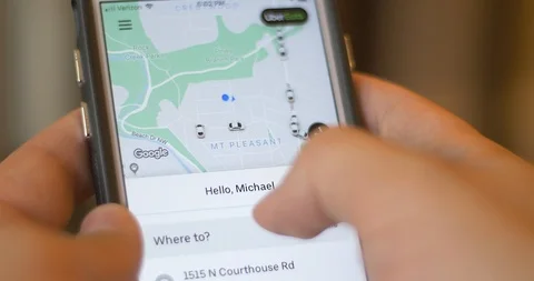 Getting Fare Estimates for Uber Ride Sharing App Video stock 113285364