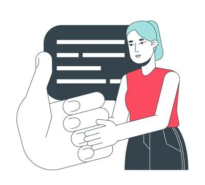 Getting feedback flat line concept vector spot illustration Stock Illustration