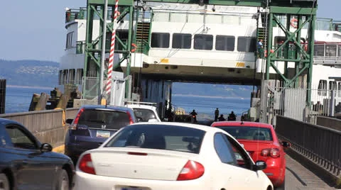 Getting on the ferry Stock Footage 25595073