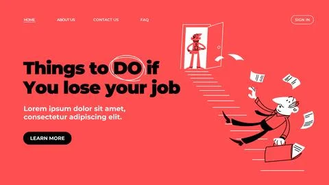 Getting fired. The economic crisis. Template of web banner and landing page.. Stock Illustration