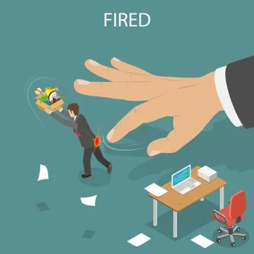 Getting fired isometric flat vector illustration. Stock Illustration