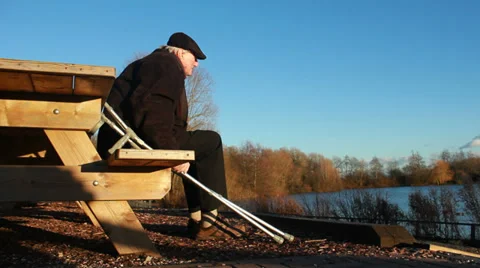 Getting fresh air - hip replacement (model release) Stock Footage 34048200