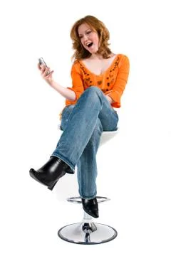 Getting a funny text message Stock Photos