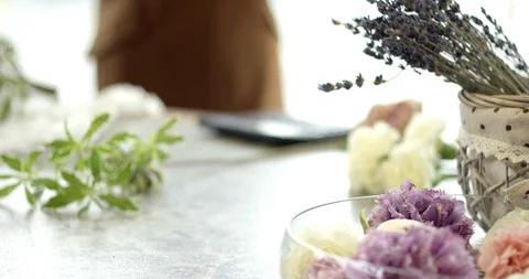 Getting Greenery Ready for a Bouquet Stock Footage 89519042