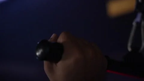 Getting his hand on the handle to workout Stock Footage 247284621