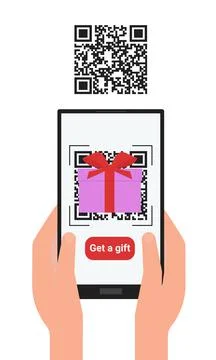 Getting information by scanning a QR code with a smartphone. Reflection of Stockillustratie